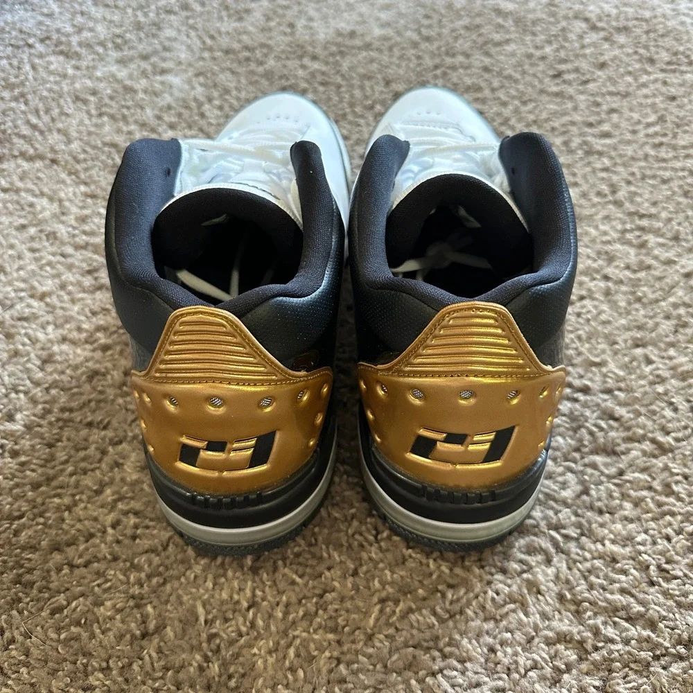 Jordan Big Fund White Black Metallic Gold Basketball Shoes CI2216-100 Mens 11.5